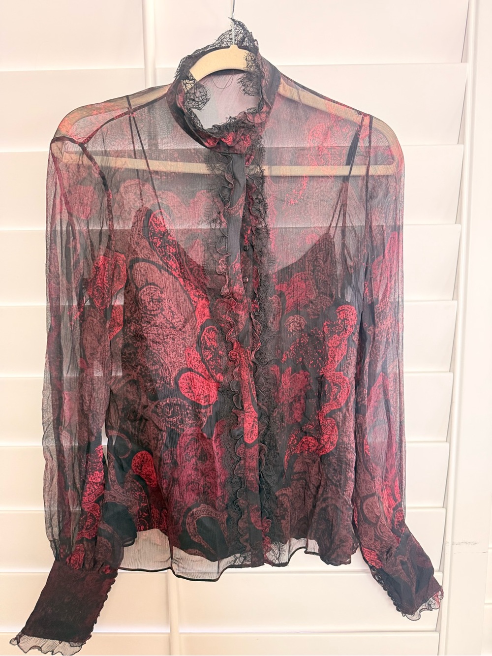 Delicate ELIE Tahari shirt with black cami